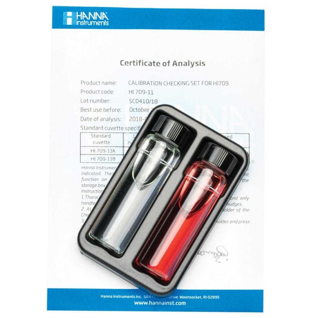 HI709-11 Cuvette standard di calibrazione per Checker HC® Manganese Scala Alta