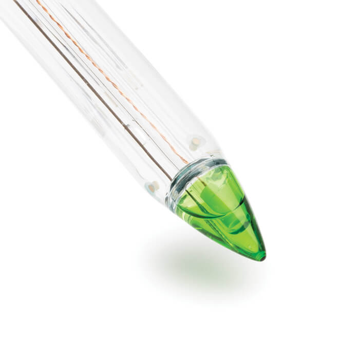 Dettaglio della punta sferica in vetro dell'elettrodo