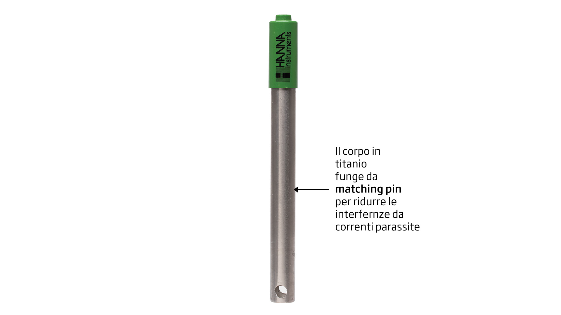 Il corpo in titanio funge da matching pin per eliminare le interferenze delle correnti parassite